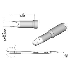 JBC C245061 Tip Cartridge Chisel 3x1mm