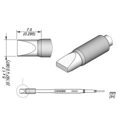 JBC C245069 High Thermal Efficiency Tip - Chisel Cartridge 5 x 1.7mm 