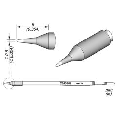 JBC C245201 Tip - Conical Cartridge Ø 0.6 20mm Longer