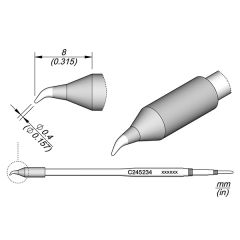 JBC C245234 Tip Cartridge Conical Bent 0.4mm, 20mm Longer