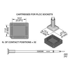 JBC C245248 Tip - Socket Cartridge For PLCC Sockets 11.9 x 14.5 mm