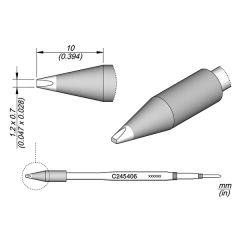 JBC C245406 High Thermal Efficiency Tip - Chisel Cartridge 1.2 x  0.7mm
