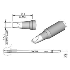 JBC C245729 Tip - Chisel Cartridge 2.7 x 1mm 