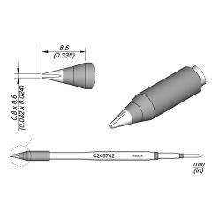 JBC C245742 High Thermal Efficiency Tip - Chisel Cartridge 0.8 x 0.6mm