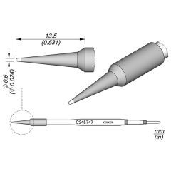 JBC C245747 Tip - Bevel Cartridge Ø 0.6mm 
