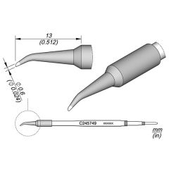 JBC C245749 Tip - Bevel Bent Cartridge Ø 0.6