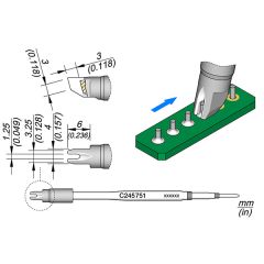 JBC C245751 Tip - Drag Cartridge 1.25 mm
