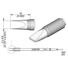 JBC C245755 Tip - Chisel Cartridge 4 x 0.8 HT