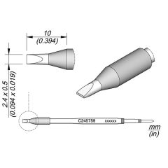JBC C245759 High Thermal Efficiency Tip - Chisel Cartridge 2.4 x 0.5mm 