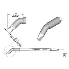 JBC C245761 Tip - Chisel Bent Cartridge 3 x 1mm 