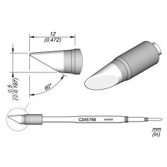 JBC C245766 High Thermal Efficiency Tip - Bevel Cartridge Ø 5mm