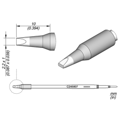 JBC C245807 Tip Cartridge Chisel 2.2 x 1mm, 20mm Longer