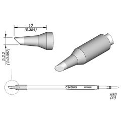 JBC C245845 Tip Cartridge Bevel 2.2mm, 20mm Longer