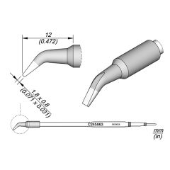 JBC C245863 Tip Cartridge Chisel Bent 1.8 x 0.8mm, 20mm Longer
