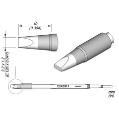 JBC C245911 Tip - Chisel Cartridge 3.2 x 1.2mm 