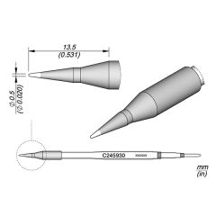 JBC C245930 Tip - Conical Cartridge Ø 0.5