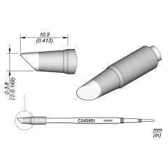 JBC C245951 High Thermal Efficiency Tip - Bevel Cartridge Ø 3.8