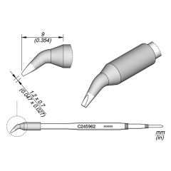 JBC C245962 Tip - Chisel Bent Cartridge 1.2 x 0.7mm