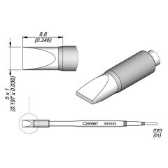 JBC C245967 High Thermal Efficiency Tip - Chisel Cartridge 5 x 1