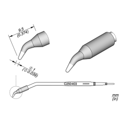 JBC C250403 Tip Cartridge Conical Bent 1.0mm