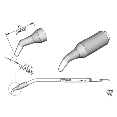 JBC C250409 Tip Cartridge Conical Bent 1.7mm