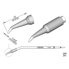 JBC C250402 Tip Cartridge Conical Bent 0.8mm