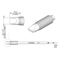 JBC C470002 Tip - Chisel Cartridge 6mm x 1.5mm