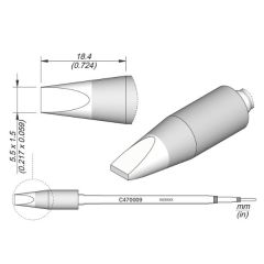 JBC C470009 Tip Cartridge Chisel 5.5mm x 1.5mm 