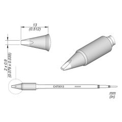 JBC C470013 Tip - Chisel Cartridge 2 x 0.9mm 