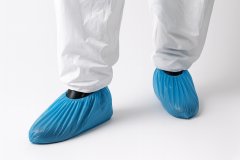 CPE Elasticated Shoe Covers in Blue Cleanroom