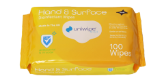Uniwipe Hand And Surface Disinfectant Wipes 100 Pack