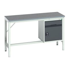 Bott Verso Framework Bench With 1 Drawer-Door Cabinet - Lino Worktop - 1500 x 600 (W x D mm)