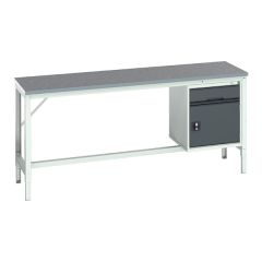 Bott Verso Framework Bench With 1 Drawer-Door Cabinet - Lino Worktop - 2000 x 600 (W x D mm)