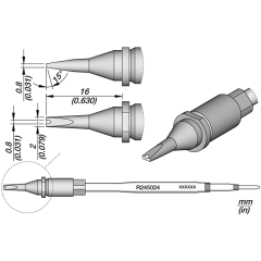 JBC R245024 Grooved Chisel Cartridge 2 x 0.8 - Longer Cartridge Length