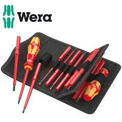 Wera 05059030001 Kraftform 17-Piece VDE Screwdriver Bit Set with 2 Handles