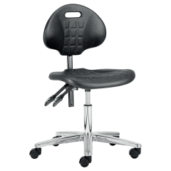 Polyurethane Cleanroom Chair Low 430-560mm c/w castors/glides Black