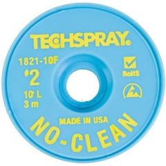 Techspray 1821-10F No Clean Wick Rosin Free Desoldering Braid - Yellow 3.0m x 1.4mm 