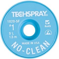 Techspray 1820-5F No Clean Wick Rosin Free Desoldering Braid - White 1.5m x 0.9mm 