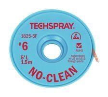 Techspray 1825-5F No Clean Wick Rosin Free Desoldering Braid - Red 1.5m x 4.9mm 