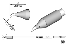 JBC C245234 Tip Cartridge Conical Bent 0.4mm, S1 20mm Longer