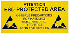 Sign Vinyl 150mm x 300mm flexible Self Adhesive - ESD Protected Area Observe Precautions 