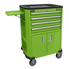 green 4 door cupboard trolley