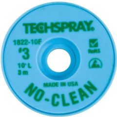 Techspray 1822-10F No Clean Wick Rosin Free Desoldering Braid - Green 3.0m x 1.9mm 