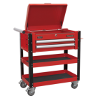 red lockable top trolley