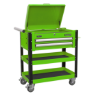2 Drawer Heavy-Duty Mobile Tool & Parts Trolley with Lockable Top
