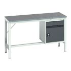Bott Verso Framework Bench With 1 Drawer-Door Cabinet - Lino Worktop - 1500 x 600 (W x D mm)